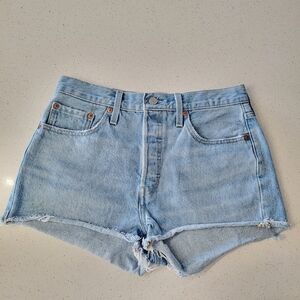 Levi's Light Blue High-Rise Denim Jean Shorts